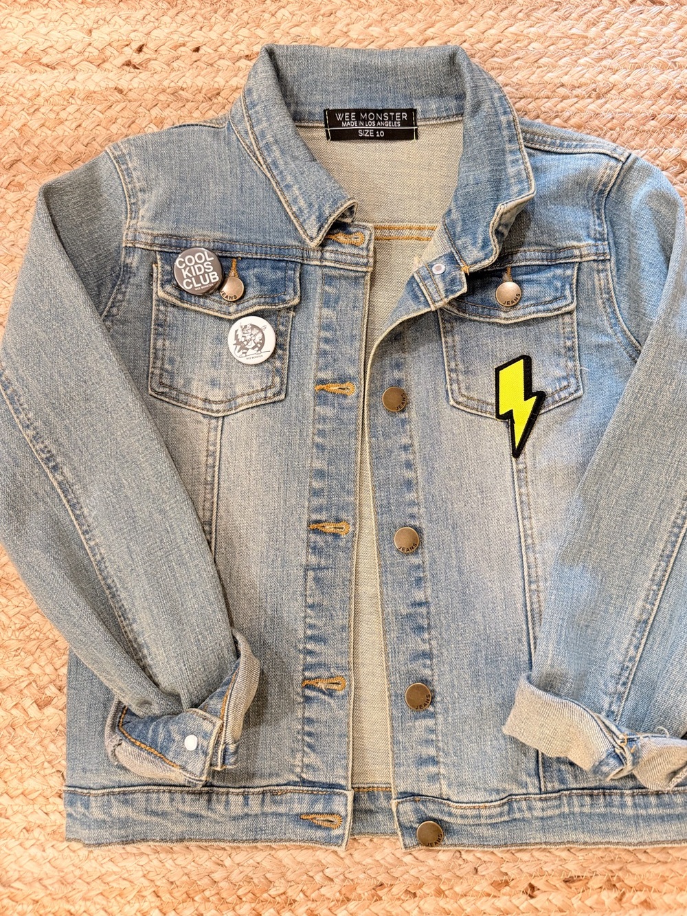 Light Blue Kids' Denim Jacket with Lightning Patch